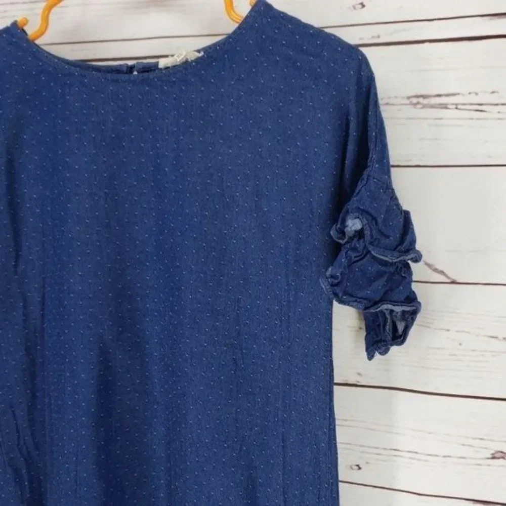 Copper Key Girl’s Denim Ruffled‎ Sleeve Dress Size Large 6 6X